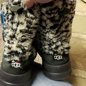 UGG Women's Black and White Fur Ankle Boots